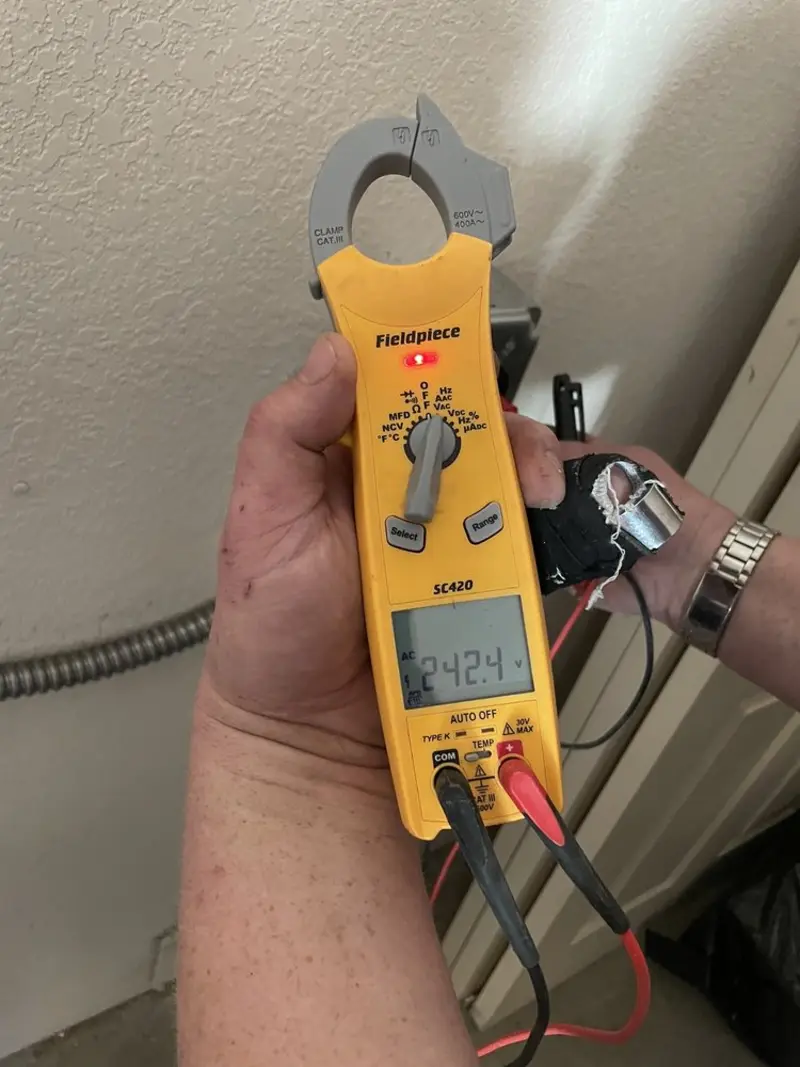 Voltage testing with clamp meter during Generator Installation in Fairlawn